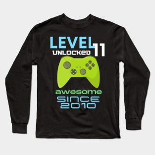 Level 11 Unlocked Awesome 2010 Video Gamer Long Sleeve T-Shirt